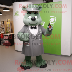 Grå grøn øl maskot kostume...