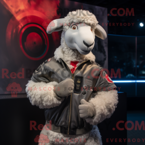 Silver Sheep mascot costume...