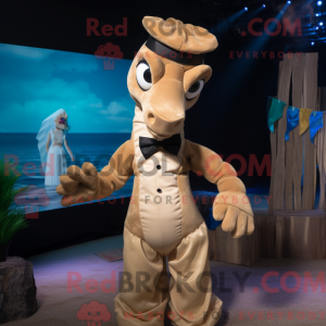 Tan Seahorse mascot costume...