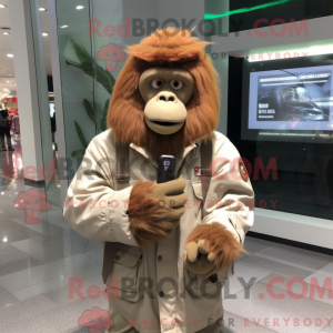 Beige orangutang maskot...