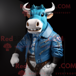 Blauwe Zebu-mascottekostuum...