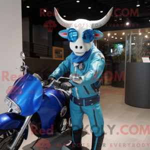 Blå Zebu-maskotkostumefigur...