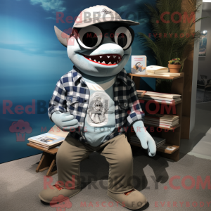 Silver Shark maskot kostume...