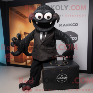 Sort Kraken maskot kostume...