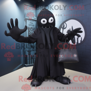 Sort Kraken maskot kostume...
