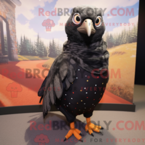 Fantasia de mascote de codorna preta com leggings e cachecóis - Mascotes de codorna - REBROKO_325814 - RedBrokoly.com
