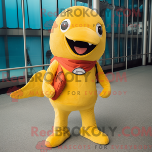 Gul Dolphin maskot drakt...