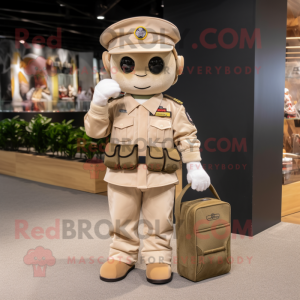 Beige Army Soldier maskot...