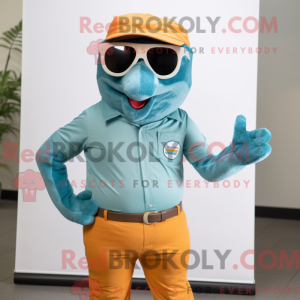 Blågrøn abrikos maskot...