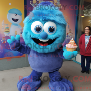 Blå Cupcake maskot kostume...