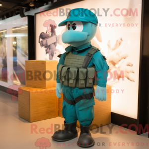 Teal Soldier Maskottchen...