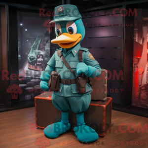 Teal Soldier Maskottchen...