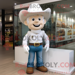 Hvit Cowboy-maskot drakt...