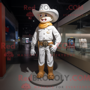 Hvit Cowboy maskotka...