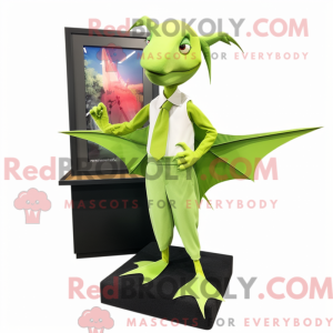 Limegrøn Pterodactyl maskot...