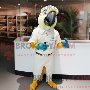 Crème Macaw mascottekostuum...
