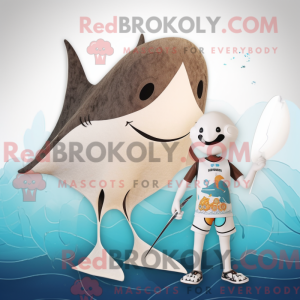 Tan Manta Ray maskot...