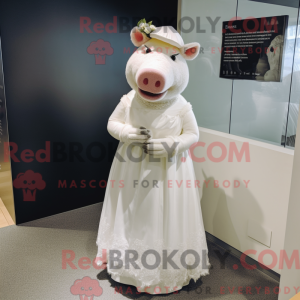 Hvit gris maskot drakt...