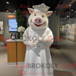 Hvid gris maskot kostume...