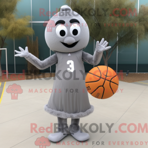 Grå basketbollmaskot kostym...