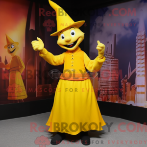 Gul tryllekunstner maskot...