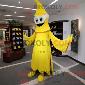 Gul tryllekunstner maskot...