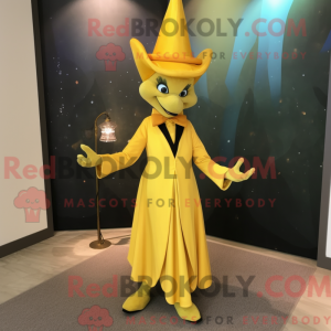 Gul tryllekunstner maskot...