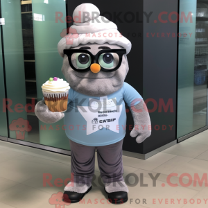 Grå Cupcake maskot kostume...