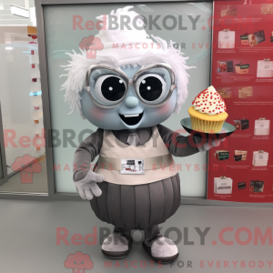 Grå Cupcake maskot kostume...