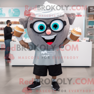 Grå Cupcake maskot kostume...