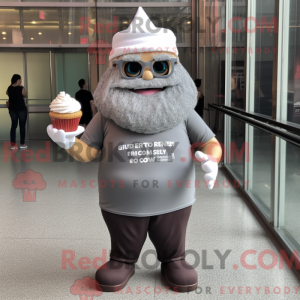 Grå Cupcake maskot kostume...