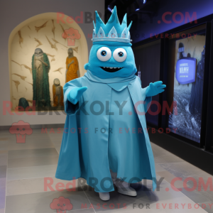 Fantasia de mascote Cyan King com capa de chuva e cachecóis - Rei mascotes - REBROKO_326196 - RedBrokoly.com