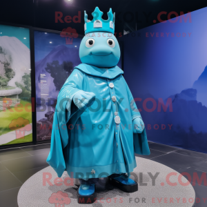 Cyan King maskotdraktfigur...