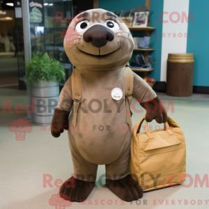 Brown Seal maskot kostume...