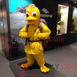 Gele Duif mascottekostuum...