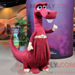 Maroon Brachiosaurus maskot...
