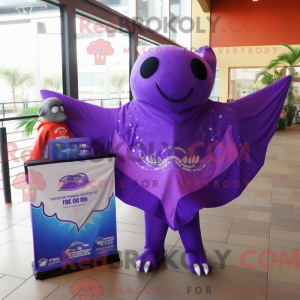 Lila Manta Ray Maskottchen...