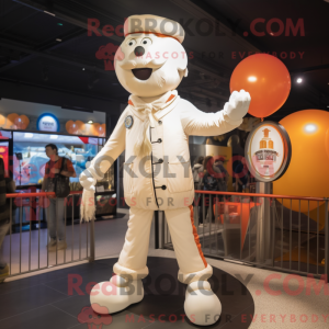 Cream Stilt Walker maskot...