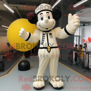 Cream Stilt Walker mascot...