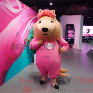 Pink Capybara mascot...