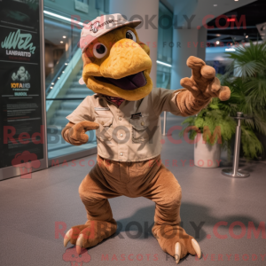Brun Velociraptor maskot...