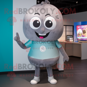 Gray Pho mascot costume character dressed with a Leggings and Necklaces