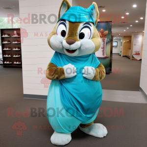 Cyan Chipmunk maskotdräkt...