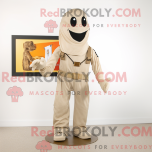 Tan Ghost maskot kostume...