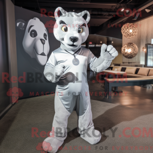 Sølv Puma maskot kostyme...