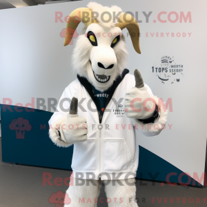 Hvid Boerged maskot kostume...