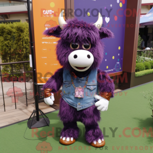 Lila Yak Maskottchen Kostüm...