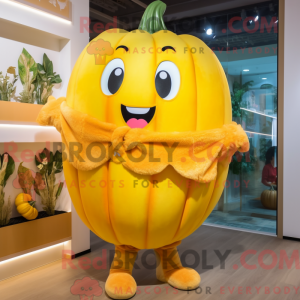 Gul gresskar maskot kostyme...
