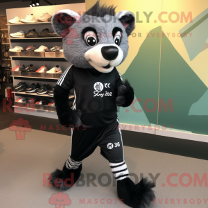 Sort Civet maskot kostume...