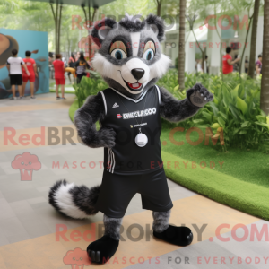 Sort Civet maskot kostume...